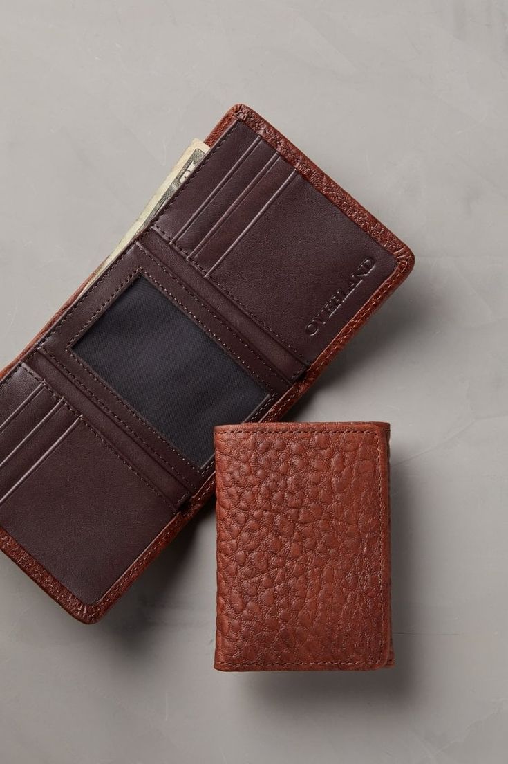 Leather Trifold Wallet, Bison Leather, Trifold Wallet, Leather Interior, Compact Design, Card Slots, Credit Card, Wallet, Leather