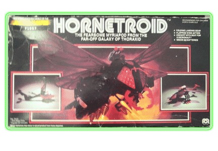 the front cover of a game card for horntroid, with pictures of an insect