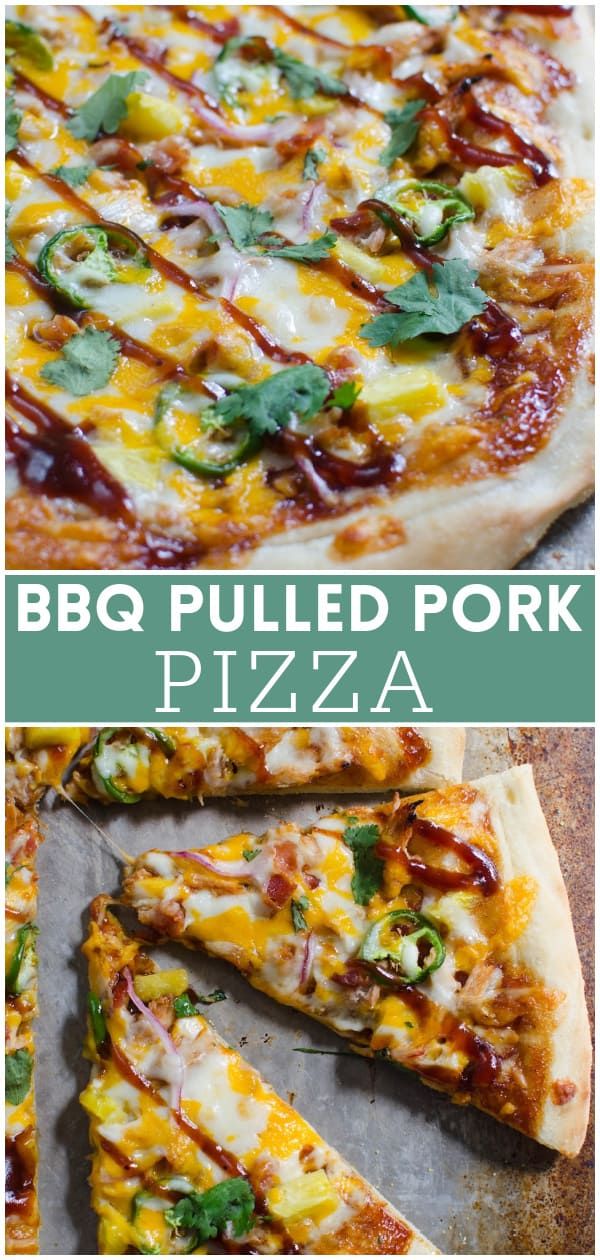 the bbq pulled pork pizza is cut into slices