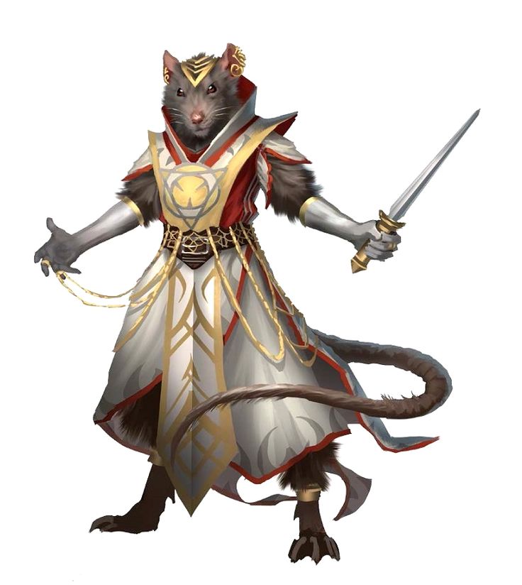 a rat dressed in armor and holding two swords, standing on one foot with its paws out