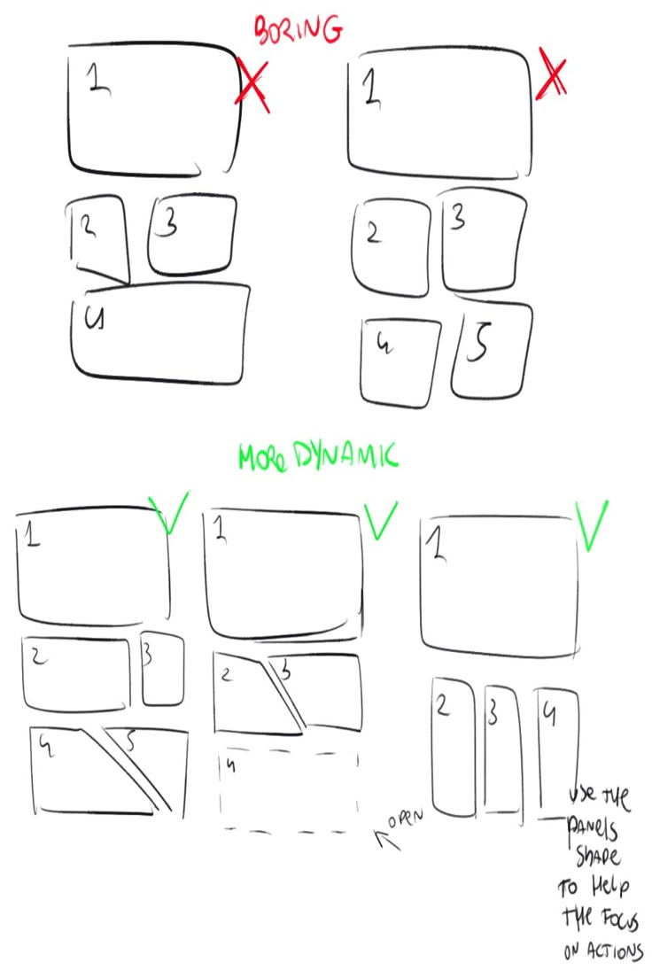 the steps to drawing an object with different shapes and sizes, including numbers on each side