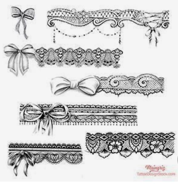 lace borders and ribbons with bows