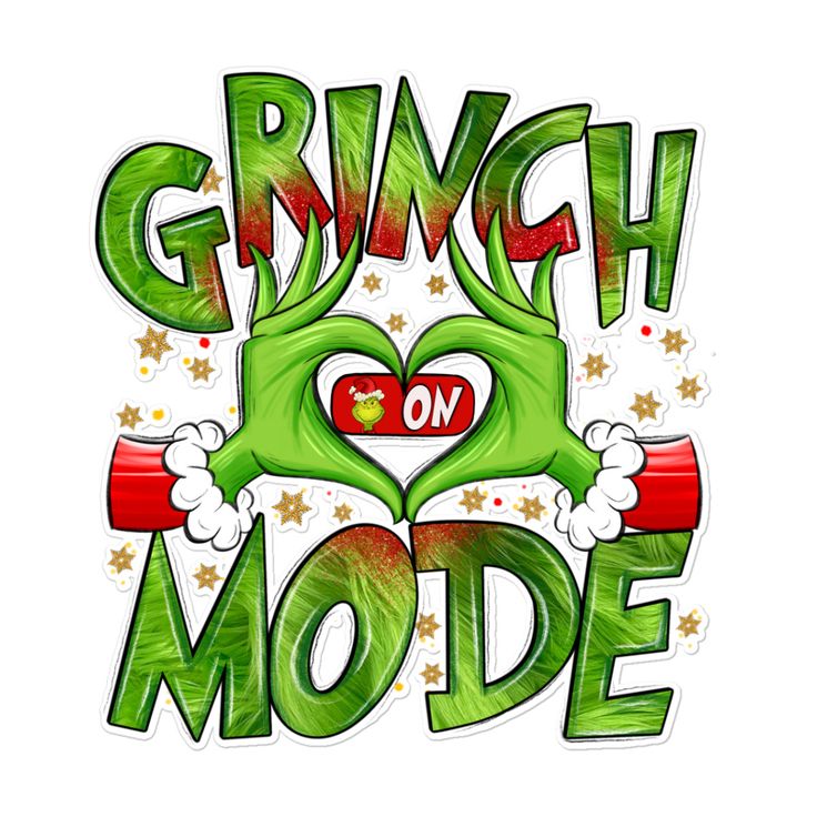 grin on mode sticker in green and red