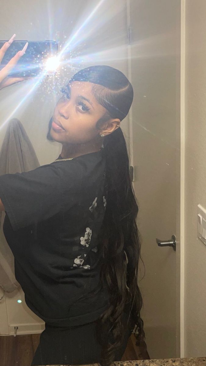 Low Ponytail Hairstyles, Slick Ponytail, Slicked Back Ponytail, Weave Ponytail Hairstyles, Sleek Ponytail Hairstyles, Weave Ponytail, Black Ponytail Hairstyles, Iron Hair, Quick Weave Hairstyles