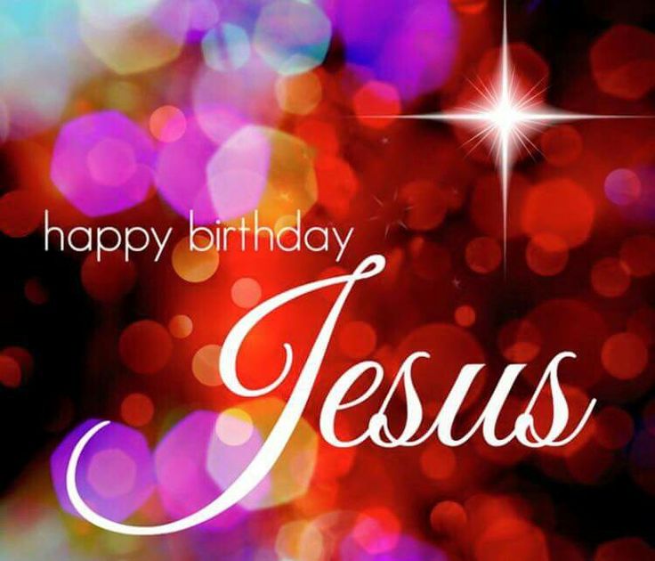 a happy birthday jesus card with boket lights and sparkles in the background