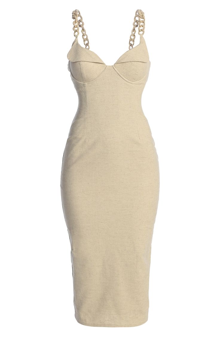 Fitted Underwire Dresses For Spring, Fitted Beige Corset Dress, Fitted Midi Corset Dress With Adjustable Straps, Chic Beige Strapless Corset Dress, Chic Beige Fitted Corset Dress, Beige Fitted Corset Dress For Summer, Sleeveless Fitted Beige Corset Dress, Fitted Beige Corset Dress With Sweetheart Neckline, Beige Fitted Corset Dress With Sweetheart Neckline