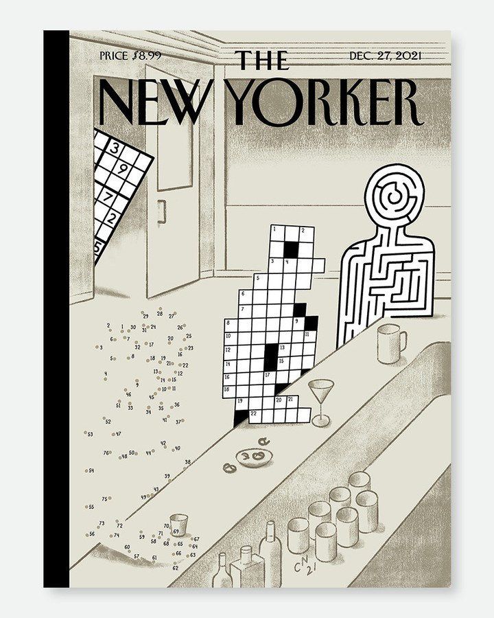 the new yorker magazine cover with an image of a man looking at a maze