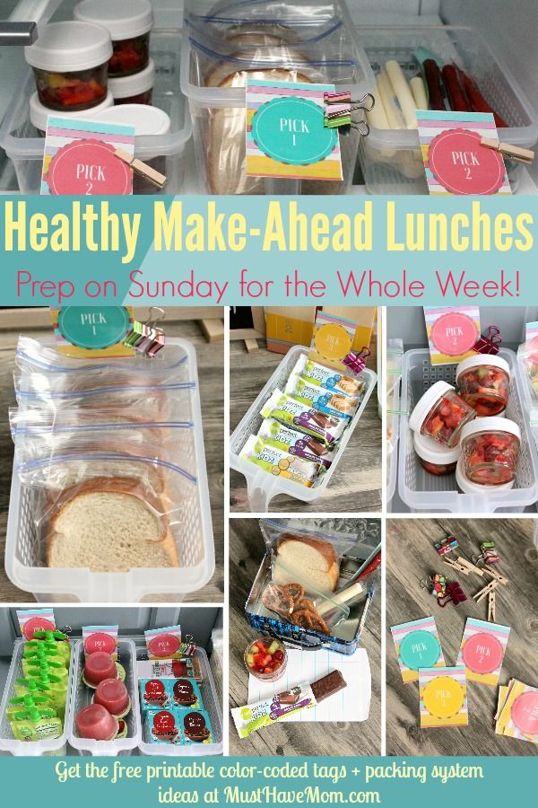 healthy make - ahead lunches prep on sunday for the whole week with free printables