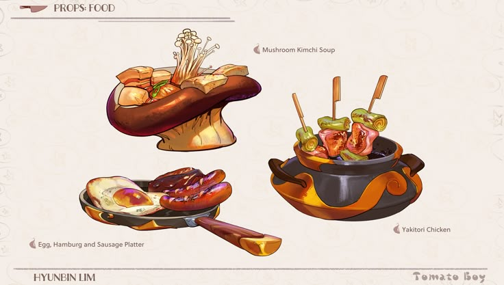 an image of some food items that are in the shape of pots and pans