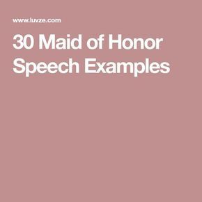 the words'30 maid of honor speech examples'are in white on a pink background