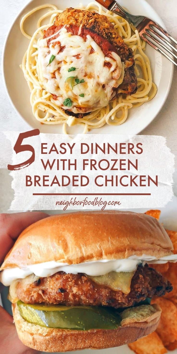 the top five easy dinner ideas with frozen bread and shredded cheese, including an eggplant sandwich