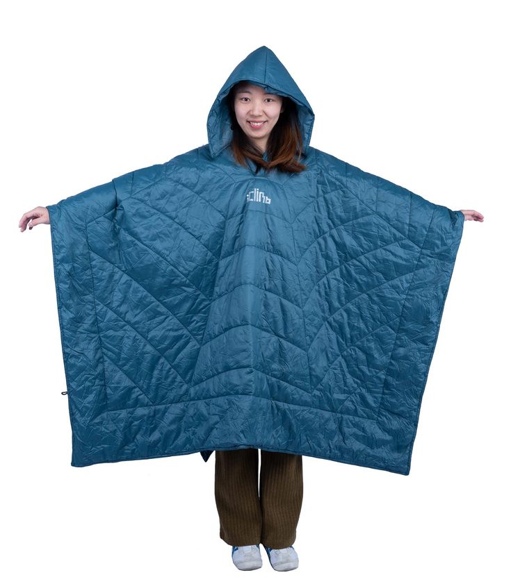 PRICES MAY VARY. 3M Thinsulate Insulation Filling, warm yet lightweight, powerful yet thin. It helps trap body heat, while allowing moisture to escape; Featherless, ECO-FRIDENDLY, a kinder alternative to feathers; Water Resistant, 100% Polyester, synthetic fibers absorb less than 1% of their weight in water; 20D nylon fabric, soft, skin-friendly, ultralight, durable, and windproof Multifunctional. With the buttons, removable hood and elastic straps, this blanket can be used as quilt, wearable po Quilt Poncho, Blue Blankets, Waterproof Poncho, Stadium Blankets, Poncho Shawl, Airplane Travel, Camping Blanket, Outer Wear, Camping Bag