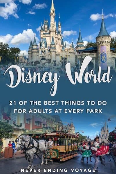 the cover of disney world 21 of the best things to do for adults at every park