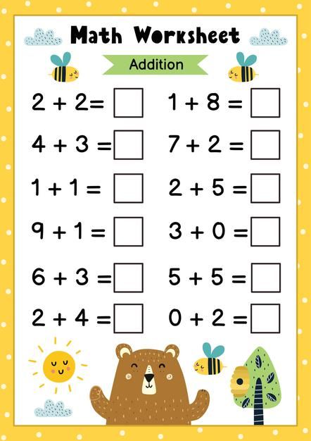 a math worksheet for kids with bear and bee on the numbers 1 - 10