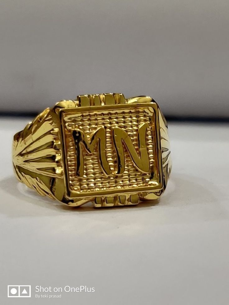 Mens Gold Initial Ring, Gents Rings Design Gold Latest, Men Jwelery, Letter Rings Gold For Men, Mens Gold Ring Vintage, Men's Rings Gold Indian, Gents Ring Design, Gents Gold Ring, Gents Rings