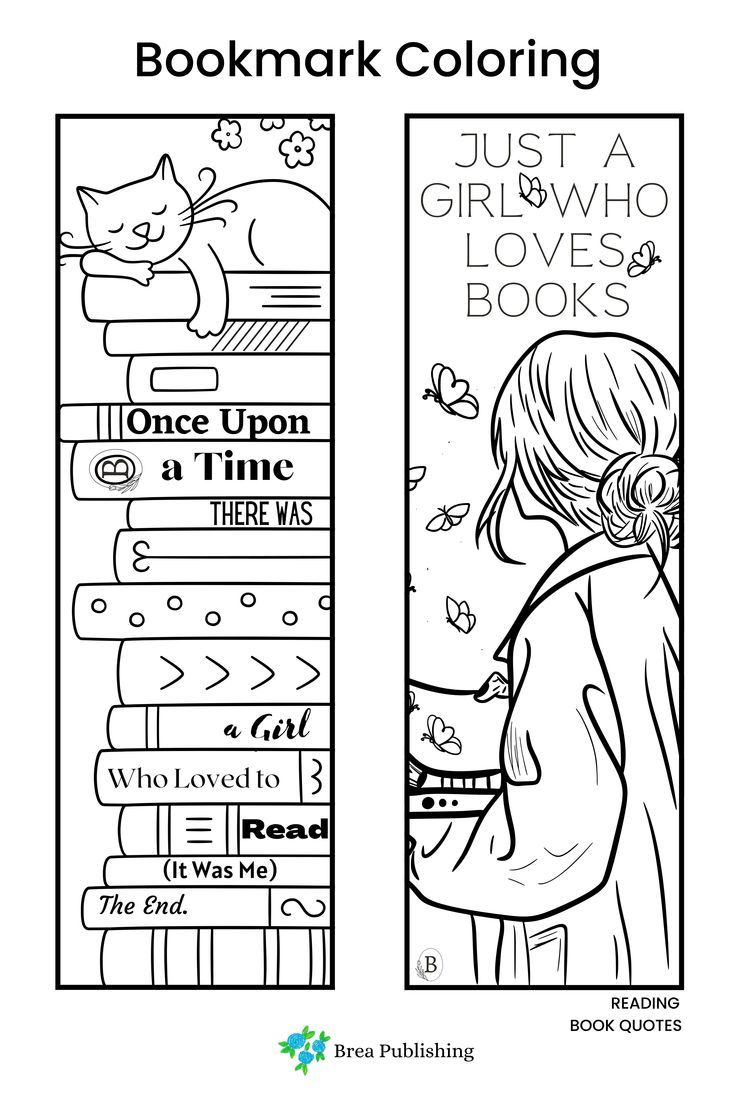 the bookmark coloring page for children's books is shown in black and white