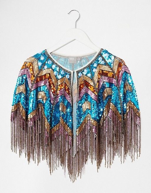 ASOS | ASOS Multi Color Sequin Cape Square Space, Fringe Cape, Sequin Cape, Festival Inspo, Look Festival, Fest Outfits, Burning Man, Mode Inspiration, Festival Outfit