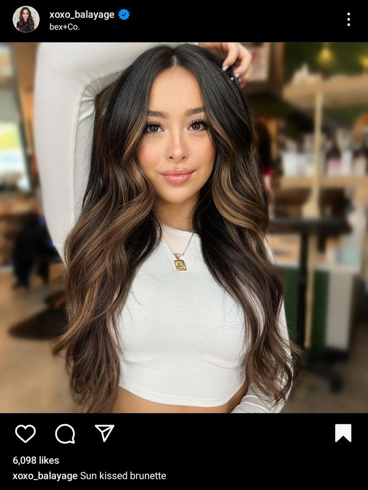 Garnier Hair Color, Black Hair Balayage, Brown Hair Looks, Brown Hair Inspo, Brunette Hair With Highlights, Balayage Hair Dark, Dark Hair With Highlights, Brunette Balayage Hair, Brown Hair Balayage