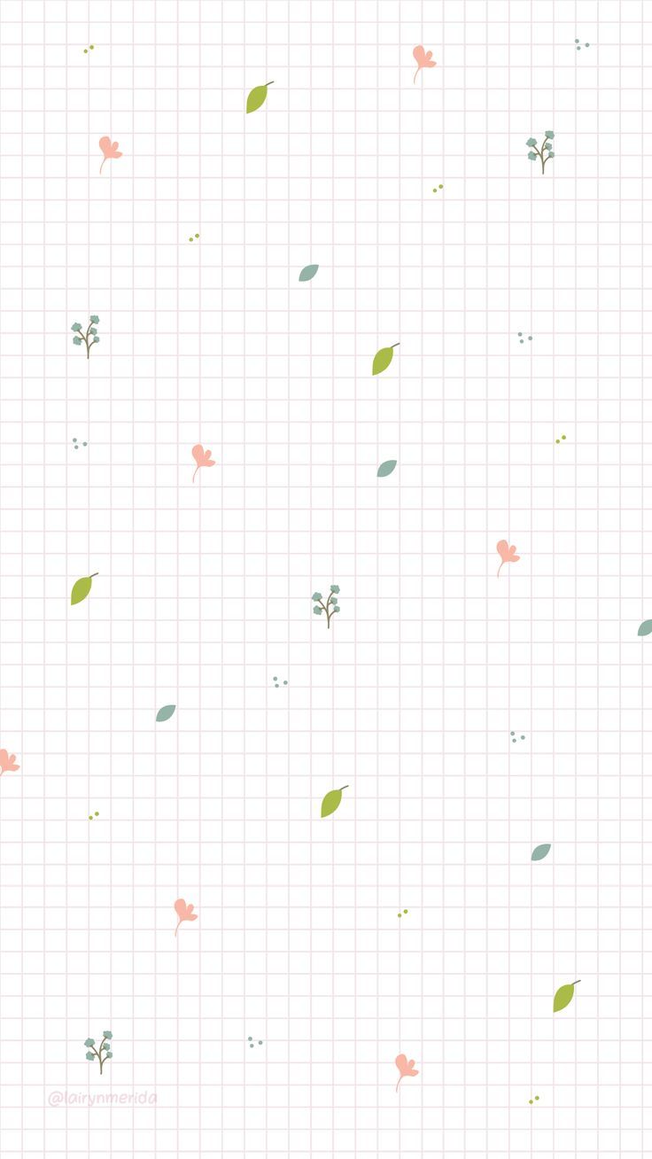 an image of flowers and leaves on a grid paper wallpaper pattern that looks like graph paper