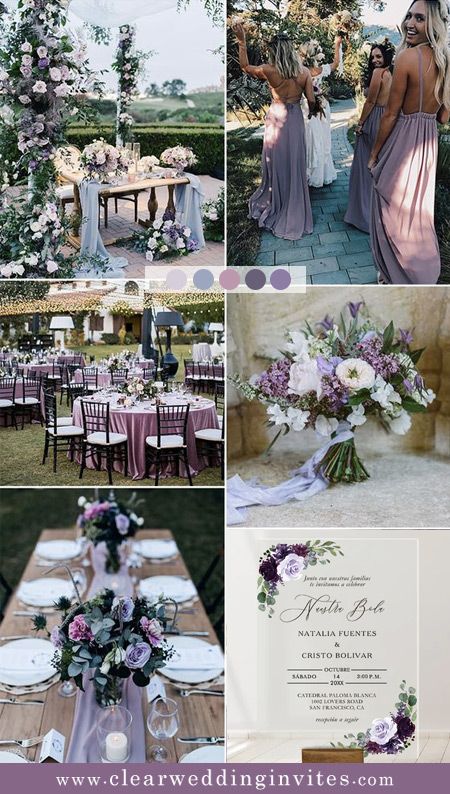 purple wedding color palettes for the bride and groom