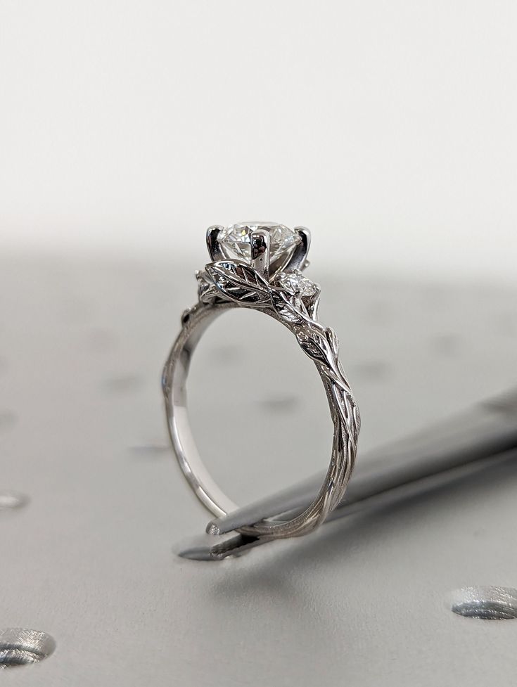 a close up view of a diamond ring