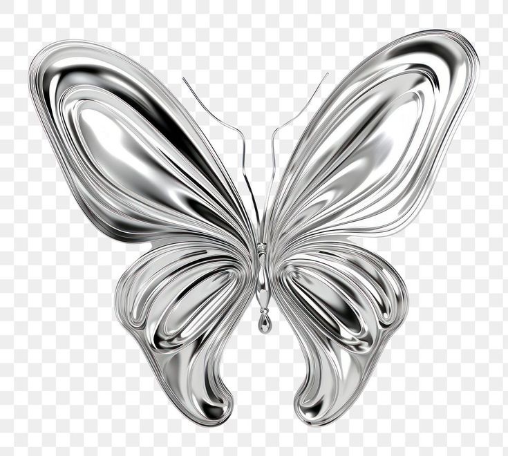 a silver butterfly on a white background with no background, hd png clipart