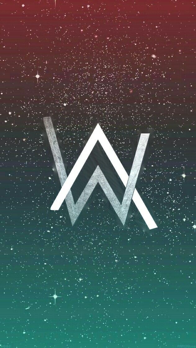 the letter w is shown in white on a blue and green background with stars around it