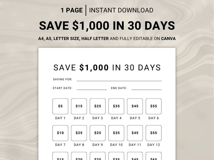 the printable coup sheet for $ 1, 000 in 30 days is shown here