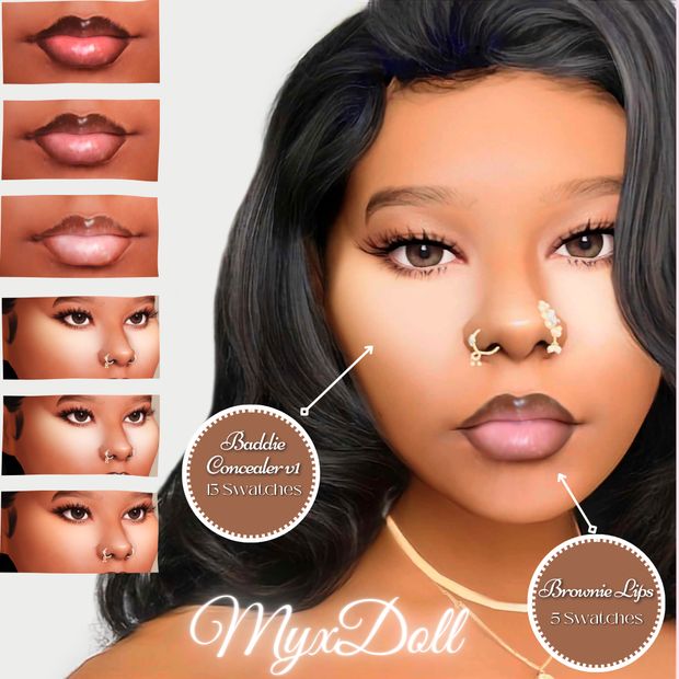 an image of a woman's nose and lips with different types of makeup on it