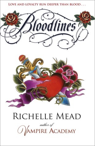 the cover of bloodlines by richelle mead, with roses and hearts on it