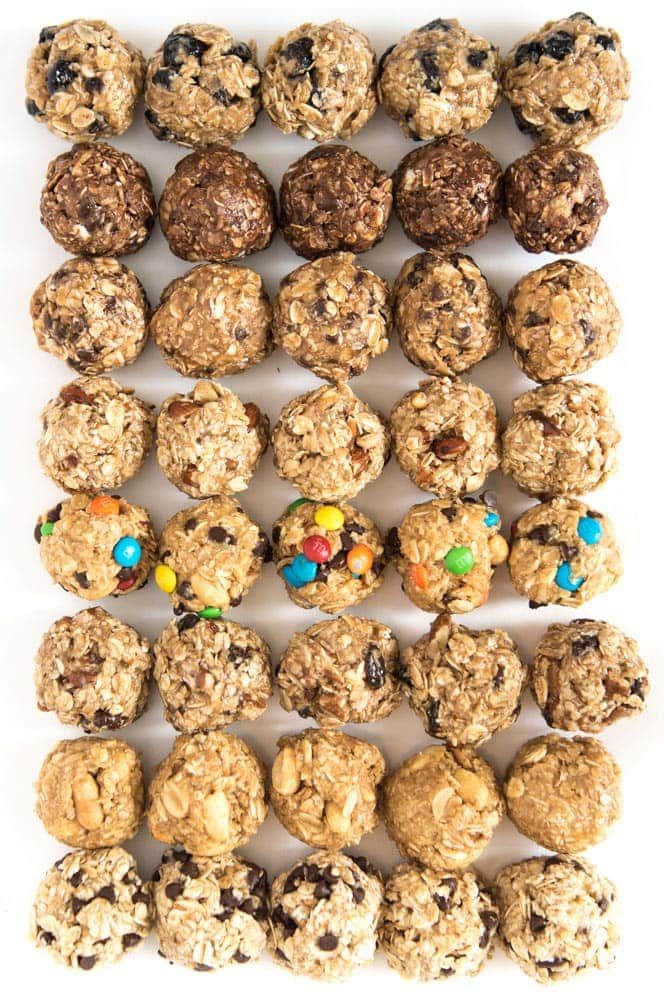 an assortment of cookies and muffins on a white background