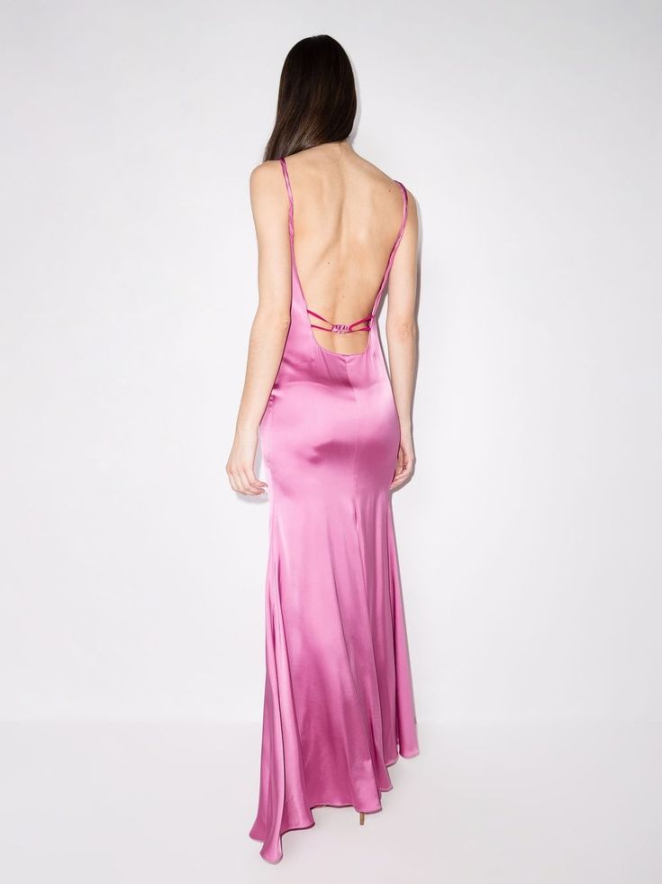 Jacquemus Mentalo open-back Satin Gown - Farfetch White Veils, Satin Gown, Dress Pink, All Brands, Backless Dress Formal, Pink Dress, Veil, Satin, Formal Dresses