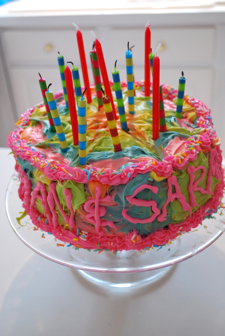 a birthday cake with candles on top of it