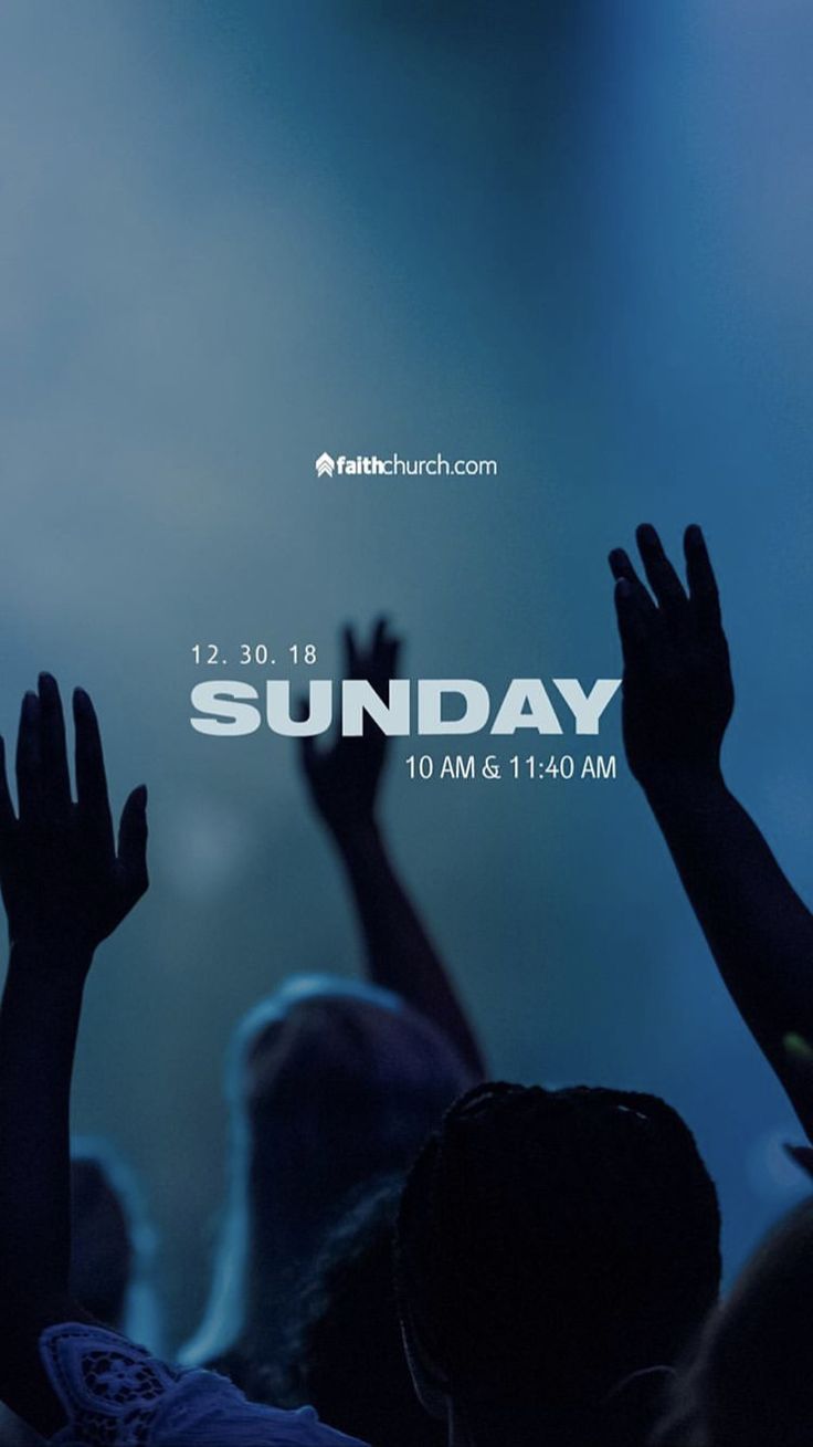 people raising their hands up in the air at a church event with an ad for sunday