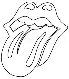 the rolling stones logo is shown in black and white, as if it was drawn on paper