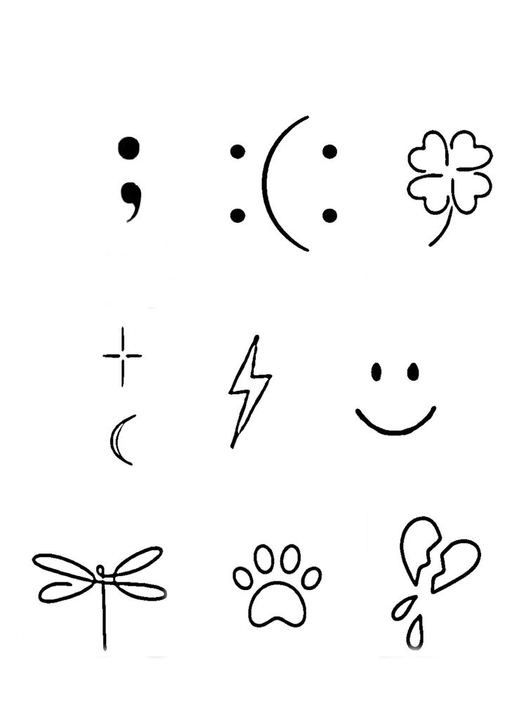 the different symbols are drawn in black and white