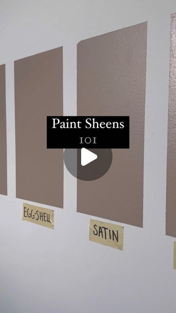 the wall is lined with different types of paint sheenss and names on it