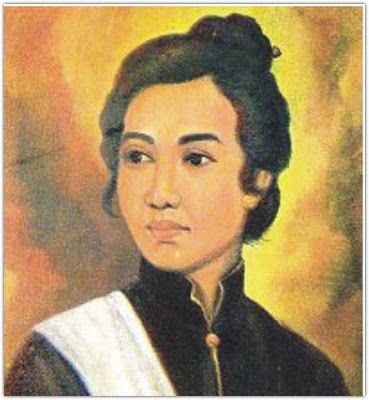 an oil painting of a woman with black hair