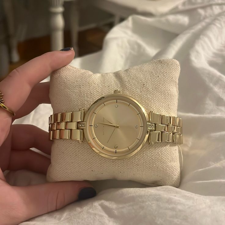 Never Worn!! This Watch Is Unfitted So It Is Very Loose But Easily Fitted. Super Classy Looking And Not To Heavy On Your Wrist Chunky Gold Watch Women, Gold Watch Accessories With Wrist Strap For Everyday Use, Dainty Stretch Watch, Tiny Watches Women Gold, Elegant Gold Square-faced Watch, Brand Accessories, Lucky Brand, Gold Watch, Accessories Watches