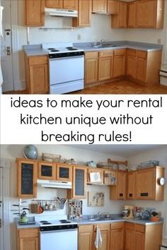 two pictures of the same kitchen in different stages of remodeling and refreshment