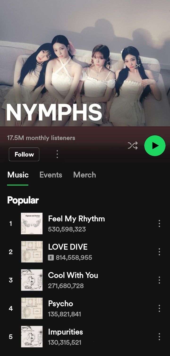 the nymphs website is displayed on an iphone screen with other images and text