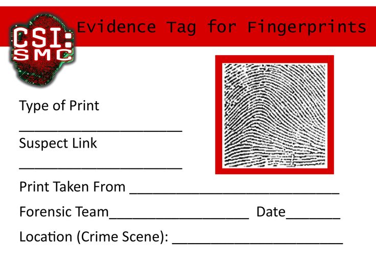 a red and white identification card for fingerprints