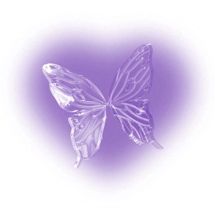 a glass butterfly sitting on top of a purple background