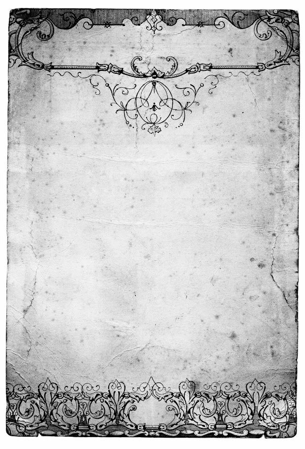 an old paper with ornate designs and scrolls on the edges, in black and white