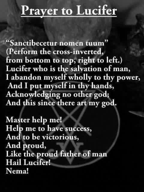 a poem written in black and white with the words prayer to lucifier on it