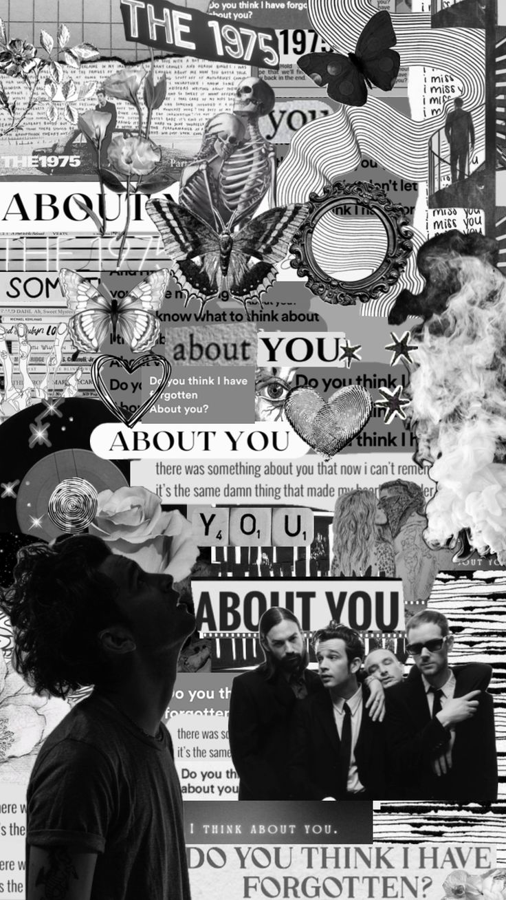 a collage of images with words and pictures on them, including an image of a woman's head