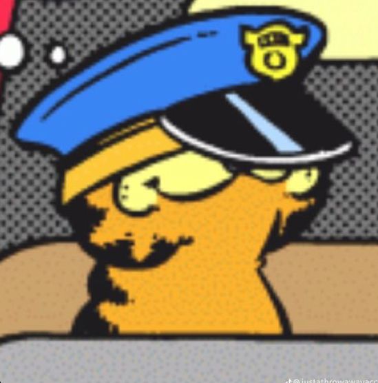 Garfield with a police hat Police Hat, My Uncle, Take Notes, Whiteboard, Real Time, Fox