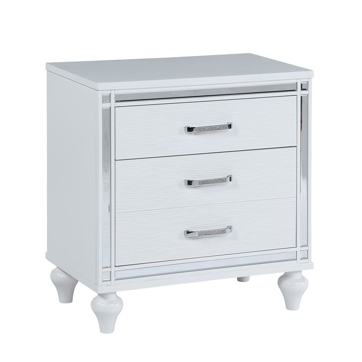 The nightstand has a glossy lacquer finish and mirror frame trim, giving it an elegant appearance, Its sleek, minimalist modern style complements any room's decor and adds a touch of elegance and magnificence to your home, It's a great choice for modern furniture.. This multi-functional bedside table is perfect for keeping your room neat and organised, It has two drawers and a hidden drawer, providing ample storage space, The top and hidden drawers are felt-lined to ensure privacy and secure sto Functional Nightstand, Living Room Accent Pieces, Mdf Plywood, Contemporary Nightstand, Beautiful Table Lamp, White Nightstand, Small Side Table, Mirror Frame, Hidden Storage