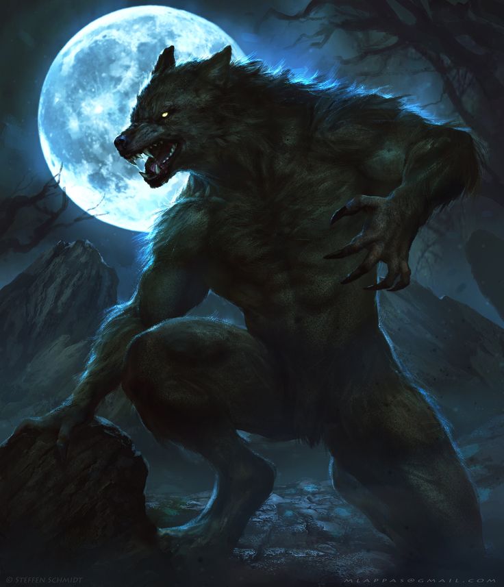 a big furry animal standing in front of a full moon