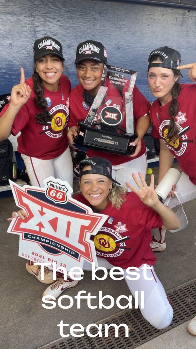 the softball team is posing for a photo with their trophy and plaque that says best softball team